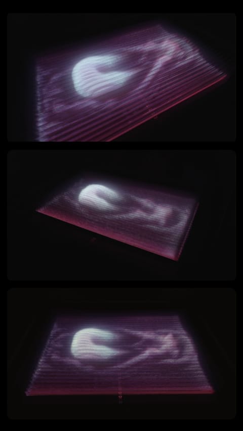 Turbulence vue depuis trois points de vue : une forme calme de lumière blanche, comme une flamme au repos